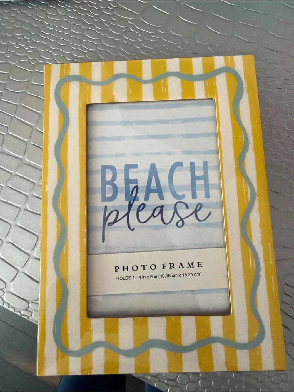 Yellow and Blue Striped Beach Photo Frame - Coastal Accent